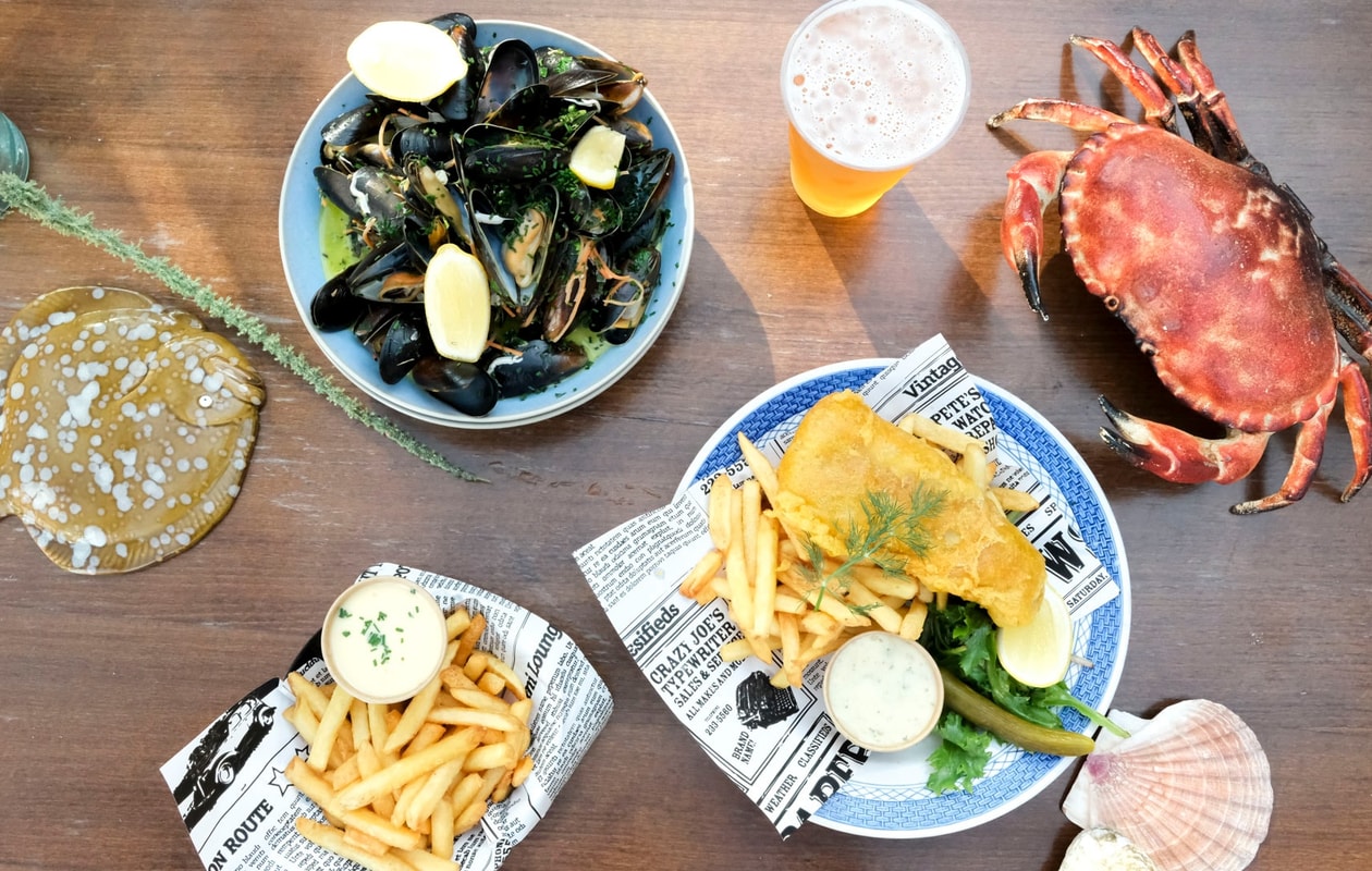 Fish & Chips/Moules Frites + Fadøl - Christiania Seafood