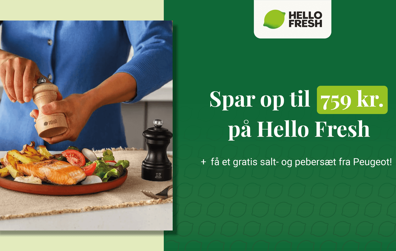 Spar op til 759 Kr. på 5 måltidskasser fra HelloFresh!