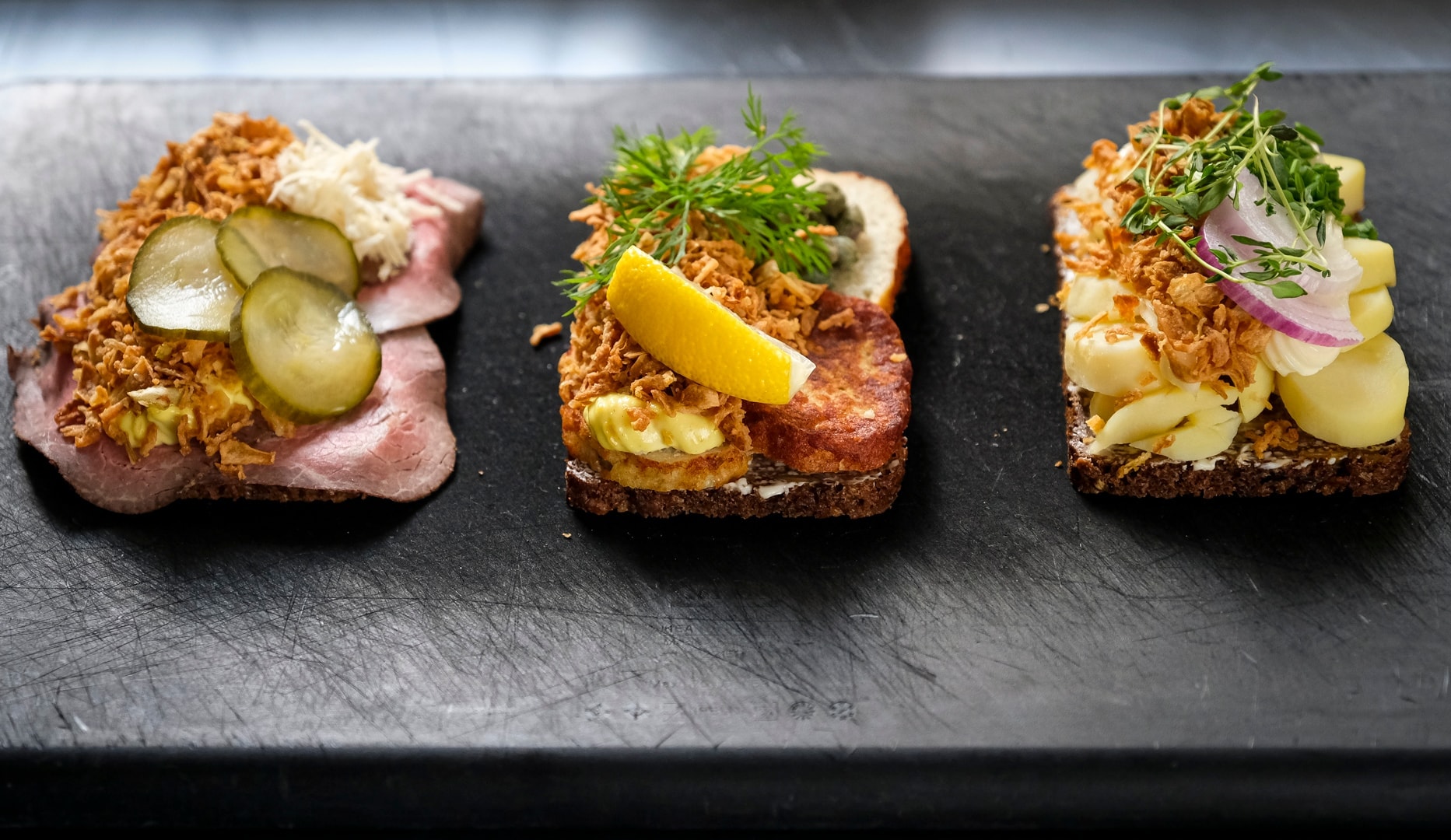 3 stk. Valgfri smørrebrød hos The Sandwich Company