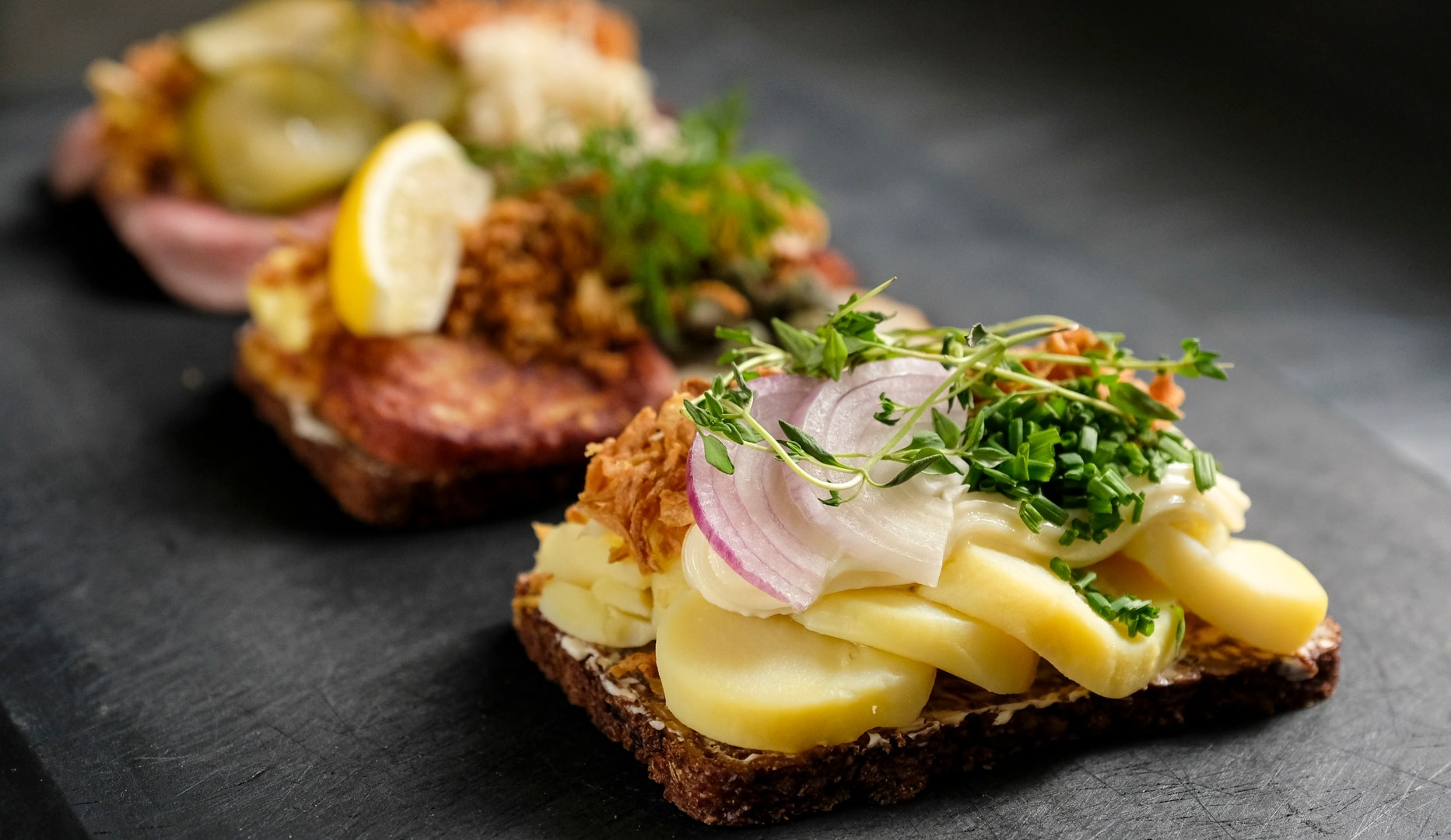 3 stk. Valgfri smørrebrød hos The Sandwich Company