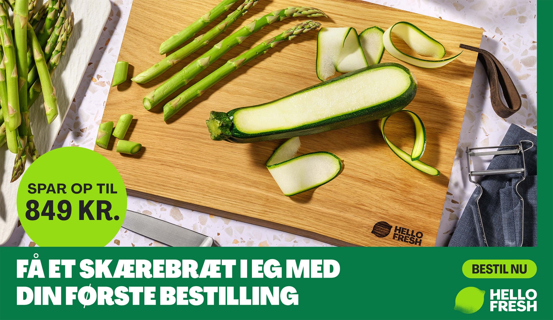 Spar op til 849,- på HelloFresh + Eksklusivt Skærebræt for 0 kr.