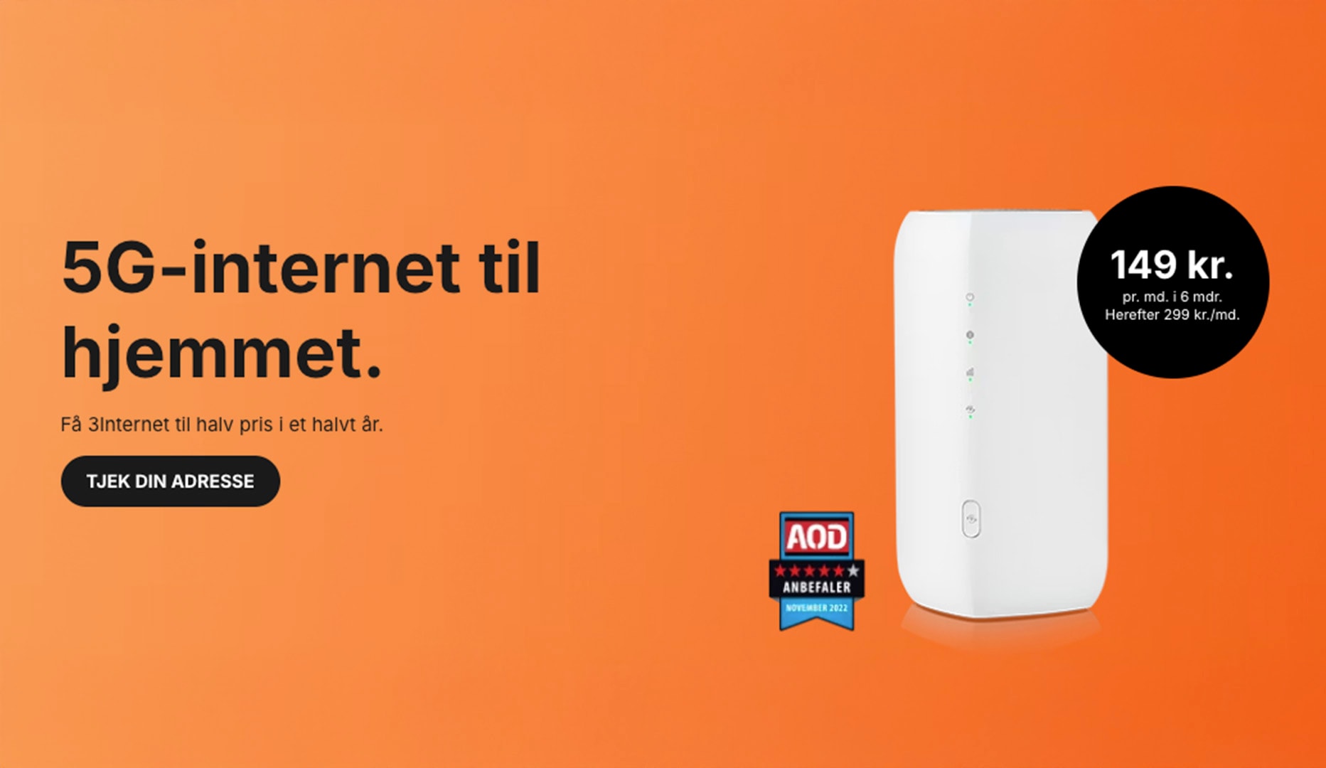 3Internet til ½ pris i 6 måneder!