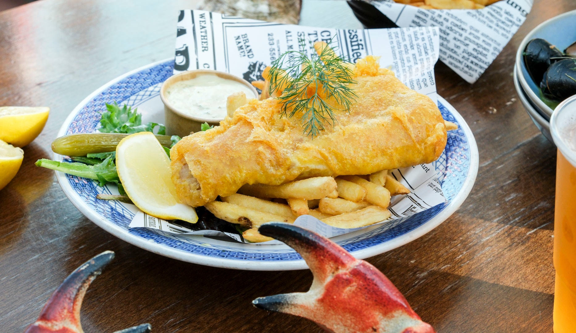 Fish & Chips/Moules Frites + Fadøl - Christiania Seafood