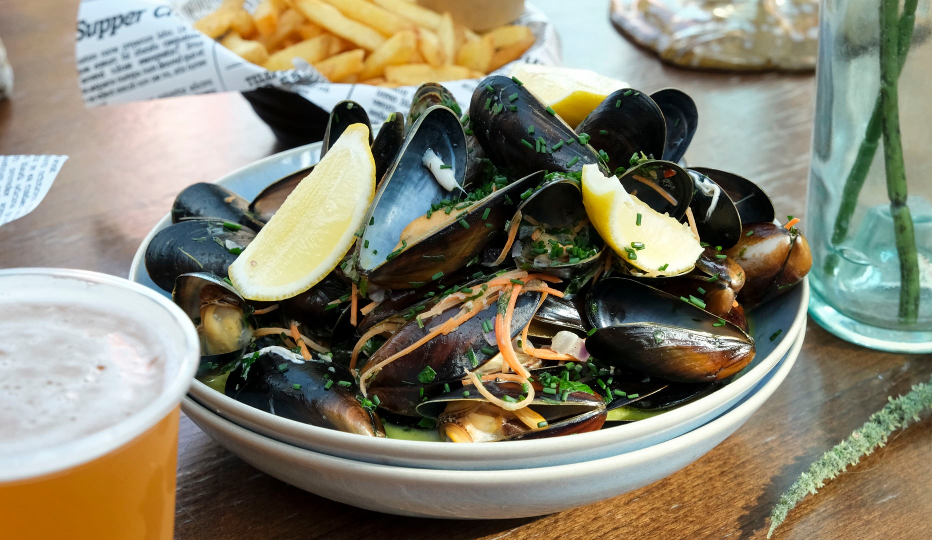Fish & Chips/Moules Frites + Fadøl - Christiania Seafood