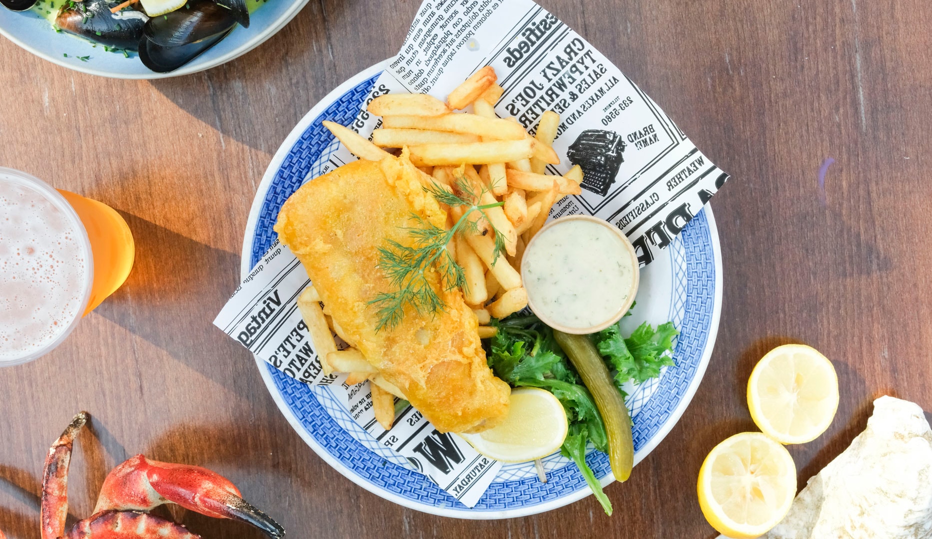 Fish & Chips/Moules Frites + Fadøl - Christiania Seafood
