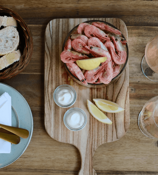 Pil-selv-rejer ad libitum + vin
