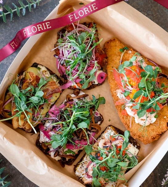 4 el. 6 stk. gourmetsmørrebrød fra den prisvindende Berlingske-favorit, Florie