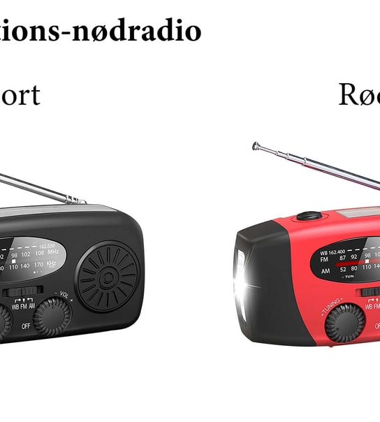 Solcelleoplader el. nødradio m. håndsving