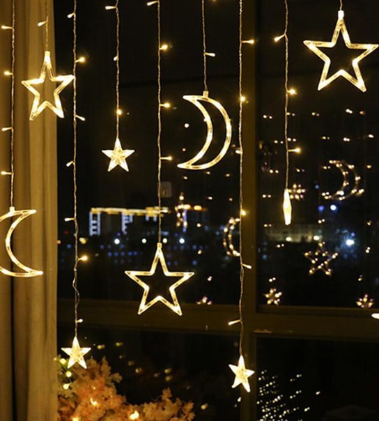 Lyskæder - Måne & Stjerner