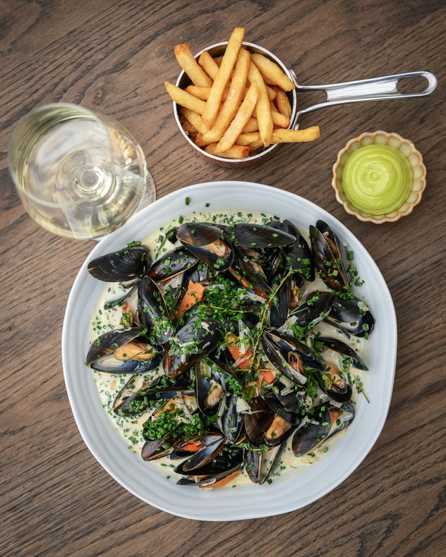 Moules Frites m. Vin/Vand - Restaurant Skovshoved billede 6