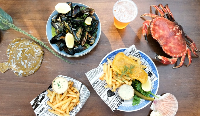 Fish & Chips/Moules Frites + Fadøl - Christiania Seafood